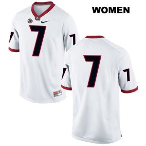 Women's Georgia Bulldogs NCAA #7 Jay Hayes Nike Stitched White Authentic No Name College Football Jersey YKW1354MV